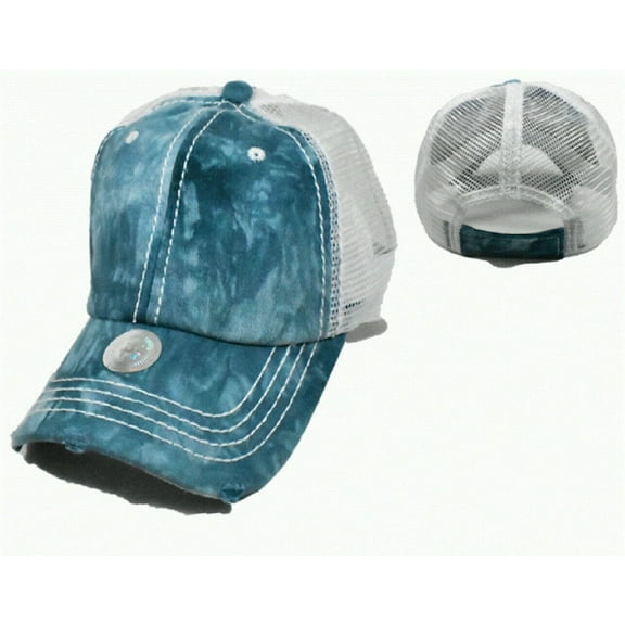 Womens Hat Blue Tie Dye Vented Mesh Mens Dad Unisex Trucker Baseball Cap