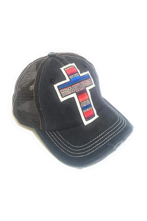 Womens Hat Cross Serape Leopard Cheetah Ladies Vented Mesh Distressed Baseball Cap