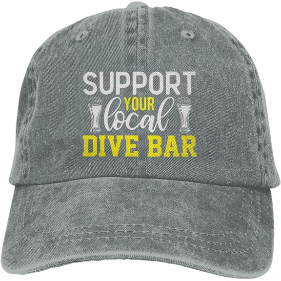 Womens Hat Drinking Party Low Profile Hats for Women's Golf Cap Adjustable Support Your Local Dive Bar Running Caps