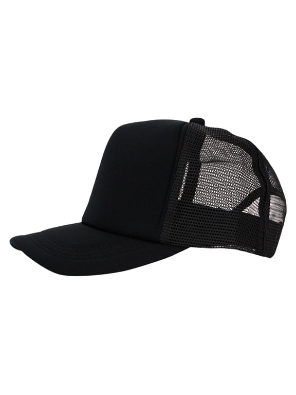 Womens Hat Embroidered Mesh Trucker Sun Hat Sun Hats for Men Women Black M