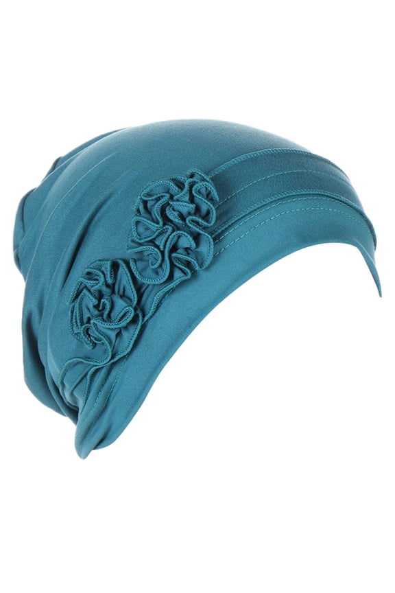 Womens Hat Ethnic Floral Pleated Turban Head Wrap Headbands for Women Green One Size