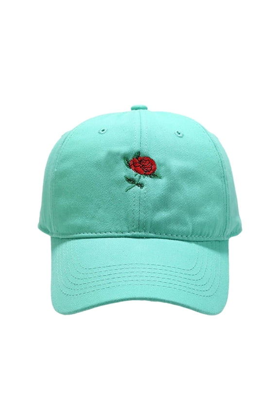 Womens Hat Fashion Embroidered Rose Baseball Cap Soft Top Adjustable Unisex Dad Hat For Casual Streetwear Style
