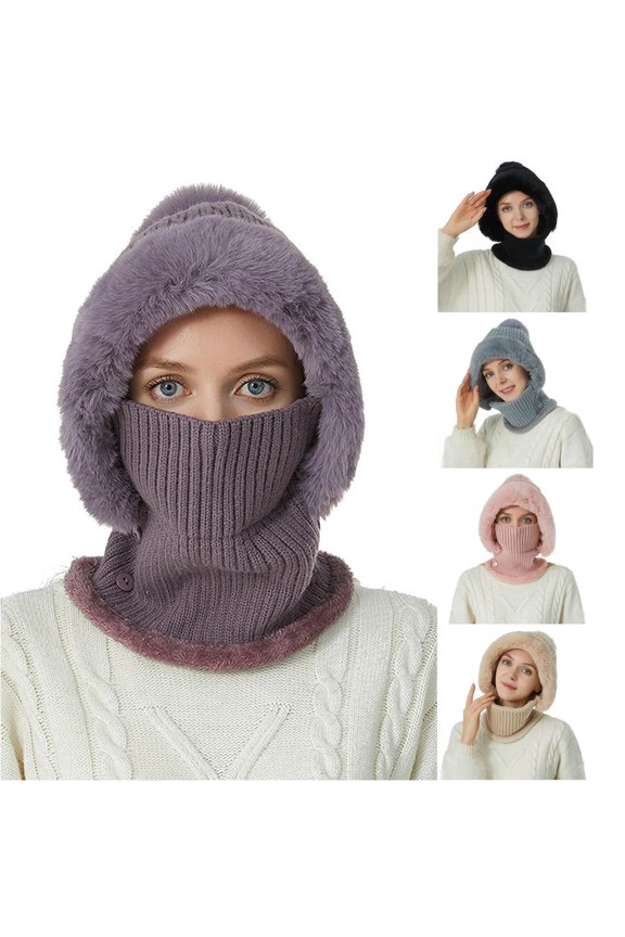 Womens Hat Neck Kit Fashion and Versatile Knit Hat Womens Warm Ear Trapper Trooper Hat M