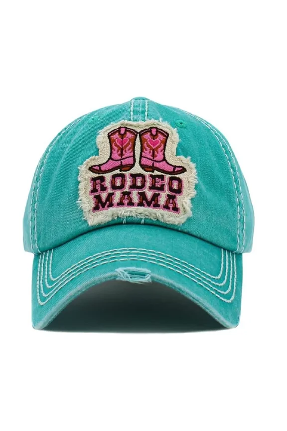Womens Hat Rodeo Mama Western Boots Cowgirl Baseball Cap Turquoise Blue or Black