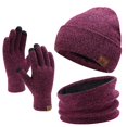 thumbnail image 1 of Womens Hat Scarf Touchscreen Gloves Warm Knit Gloves Neck Warmer Set With Lined, 1 of 3