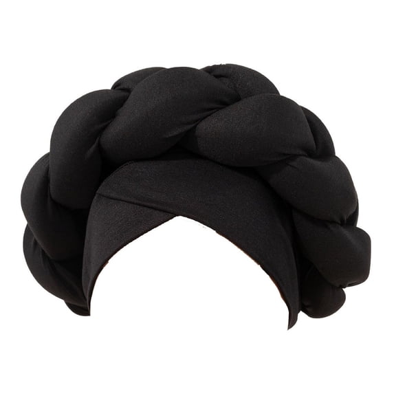 Womens Hat Silky African Braid Turban Head Wrap Headbands for Women Black One Size