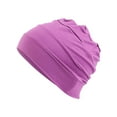 thumbnail image 1 of Womens Hat Solid Cotton Sleeping Chemo Cap Head Wrap Headbands for Women Purple One Size, 1 of 3