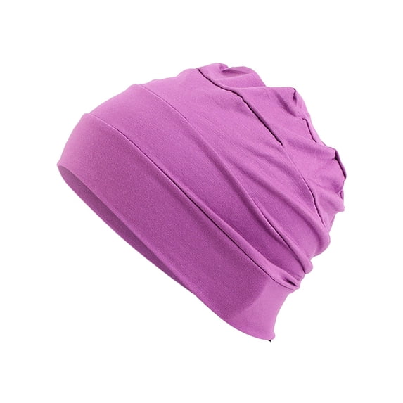 Womens Hat Solid Cotton Sleeping Chemo Cap Head Wrap Headbands for Women Purple One Size