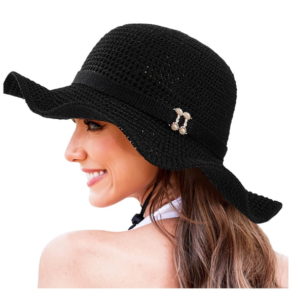 Womens Hat Summer Sun Hat Beach Tourism Hat Ruffle Edge Bow Sun Hat Boys Sunhat Kayaking Hats Women Men Summer Hat Hats for Women Fashionable Dressy Men Hats for Summer Womens Summer Hat Caps Cowboy