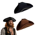 thumbnail image 1 of Womens Hat Unisex Brown Triangle Pirate Hat Retro Stage Show Party Brown One Size, 1 of 8