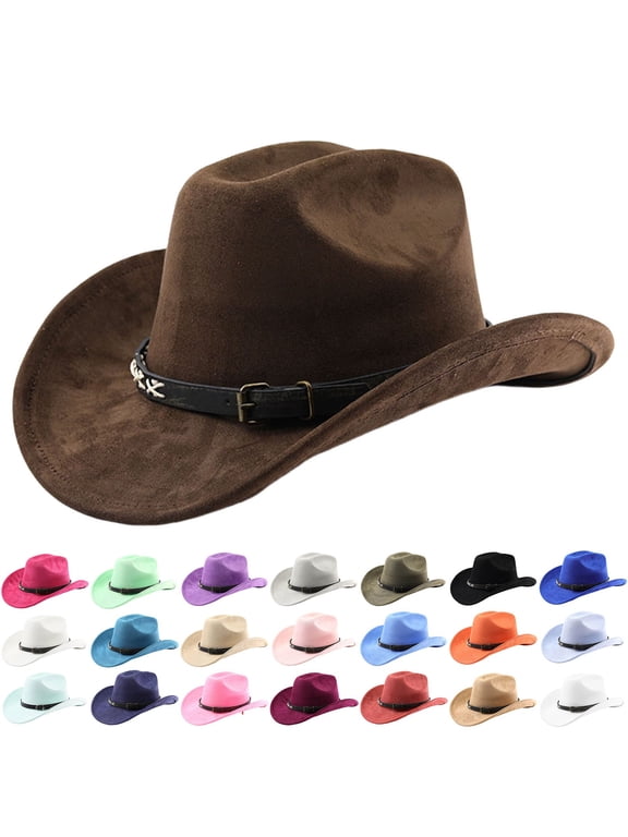 Womens Hat Unisex Curved Brim Suede Western Cowboy Hat Outdoor Country Navy One Size