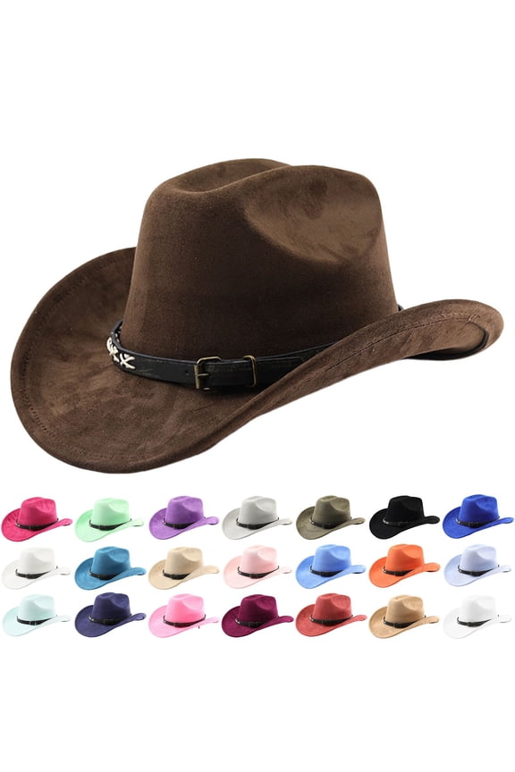 Womens Hat Unisex Curved Brim Suede Western Cowboy Hat Outdoor Country Navy One Size