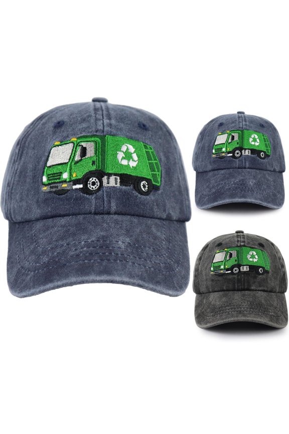 Womens Hat Unisex Garbage Truck Print Adjustable Dad Baseball Cap Black L