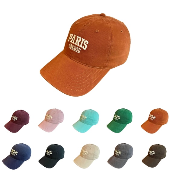 Womens Hat Unisex Paris Embroidery Soft Top Baseball Cap Retro Sports Casual Pink One Size