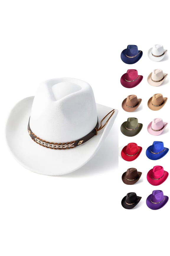 Womens Hat Unisex Style Wool Mid Brim Western Cowboy Performance Hat Army Green One Size