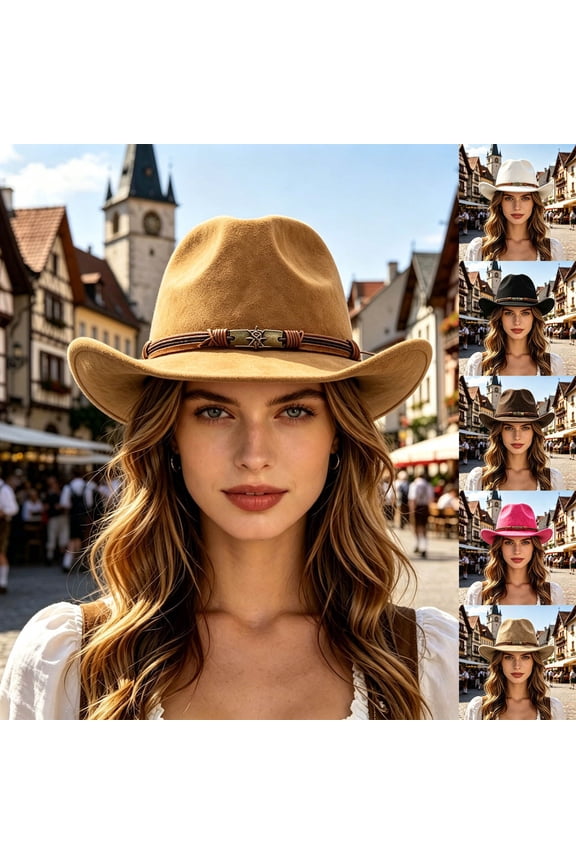 Womens Hat Unisex Western Cowboy Hat Retro Wool Fedora Classic Style Hot Pink One Size