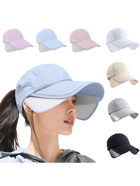 Womens Hat Women Lightweight Full Coverage Sun Visor Cap for Outdoor Sports Light Blue One Size