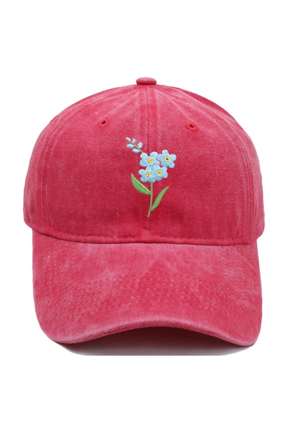 Womens Hats Exquisite Hand Stitch Embroidered Adjustable Baseball Sun Hats for Women Red One Size
