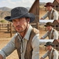 thumbnail image 1 of Womens Hats Men Western Cowboy Wide Brim Sun Hat Beach Fedora Panama Coffee One Size, 1 of 5