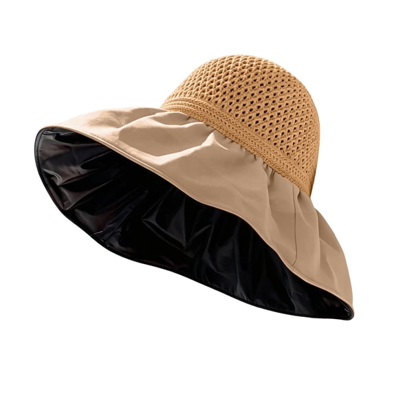 Womens Hats Only Moment Floppy Big Beach Straw Hats for Women Blended Fabric Uv Upf 80+ Travel Foldable Brim Summer Uv Hat Khaki,One Size