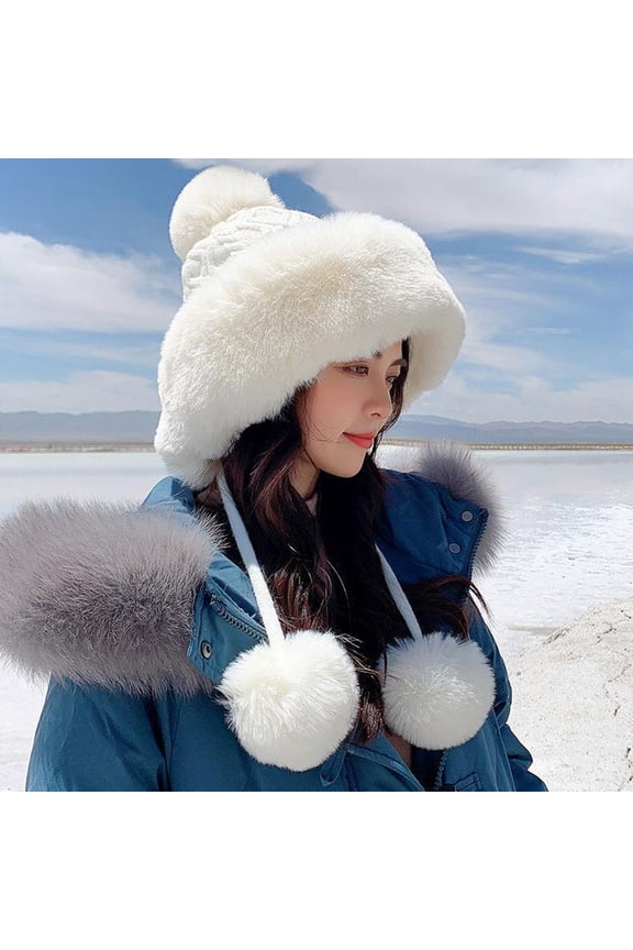 Womens Hats With Pompom For Winter Warm Knit Cap Ushanka Trapper Hat With Ear Cover Winter Hats Mens Windproof Hat Mens Snow Hat Tr Hat Winter Hat Trainman Hat Men Ha Warm Hat for Men Hat with Dog