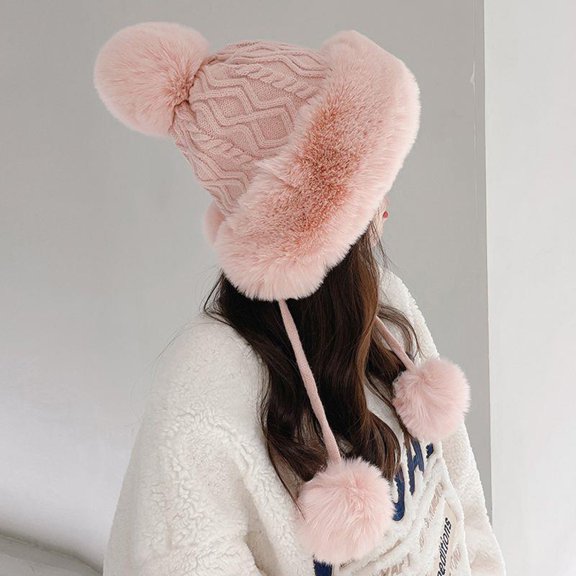 Womens Hats With Pompom For Winter Warm Knit Cap Ushanka Trapper Hat With Ear Cover Winter Winter Designs Hat E Weather Gear Winter Wear for Men Youth Trapper Hat Tartan Plaid Hat Men's Hat Cool