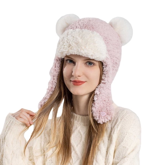 Womens Hats Skiing Windproof Cozy Warm Cap Stretchy Casual Soft Comfortable Trendy Pompom Beanie Hat