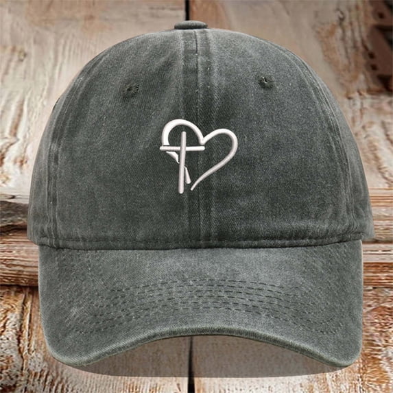 Womens Hats Unisex Baseball Trendy Sporty Casual Adjustable with Heart Print Outdoor Activities Ball Caps Army Green One Size
