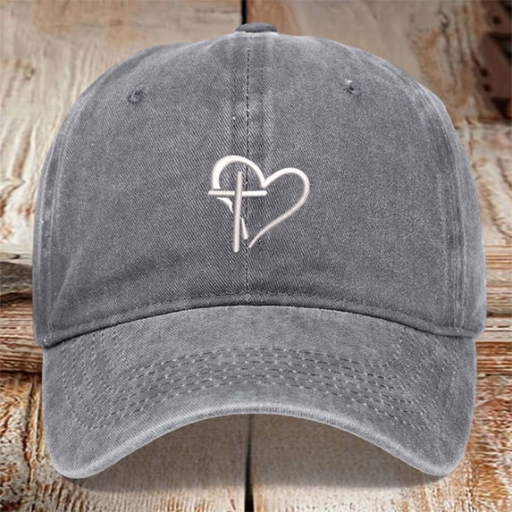 Womens Hats Unisex Baseball Trendy Sporty Casual Adjustable with Heart Print Outdoor Activities Baseball Caps Grey One Size