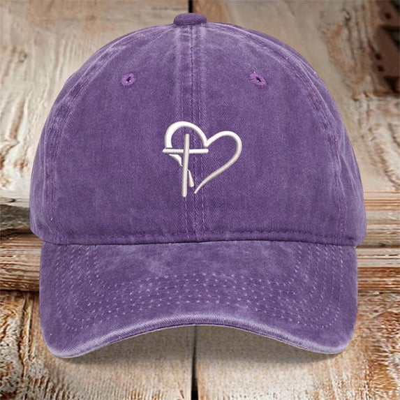 Womens Hats Unisex Baseball Trendy Sporty Casual Adjustable with Heart Print Outdoor Activities Caps for Men Purple One Size