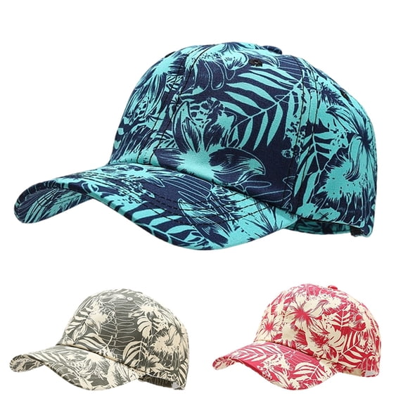 Womens Hats Unisex Tropical Leaf Print Curved Brim Baseball Cap Breathable Red A