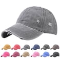 thumbnail image 1 of Womens Hats Unisex Washed Distressed Hole Solid Plain Baseball Cap Outdoor Blue One Size, 1 of 3