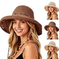 thumbnail image 1 of Womens Hats Women Casual Sun Hat Travel Beach Headwear Foldable Straw Multicolour One Size, 1 of 5