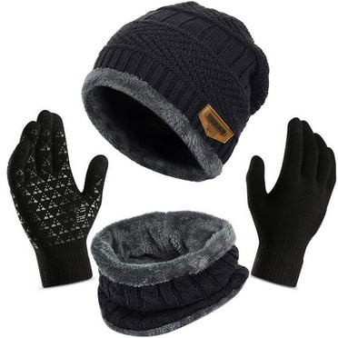 Womens Hats Women Winter Beanie Warmer Scarf Touchscreen Gloves Set Warmer Neck Thick Knit Skull Set Caps For Women