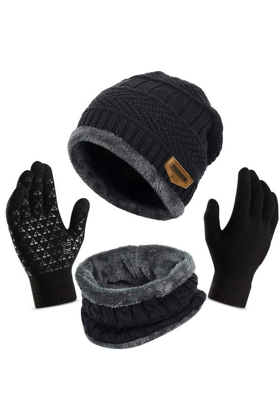 Womens Hats Women Winter Beanie Warmer Scarf Touchscreen Gloves Set Warmer Neck Thick Knit Skull Set Caps For Women