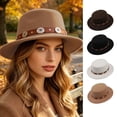 thumbnail image 1 of Womens Hats Women Wool Flat Top Jazz Beret Vintage British Fedora Hat White One Size, 1 of 5