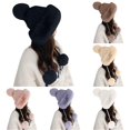 thumbnail image 1 of Womens Hats with Pompom for Winter Warm Knit Cap Ushanka Trapper Hat with Ear Cover Babushka Hat, 1 of 4