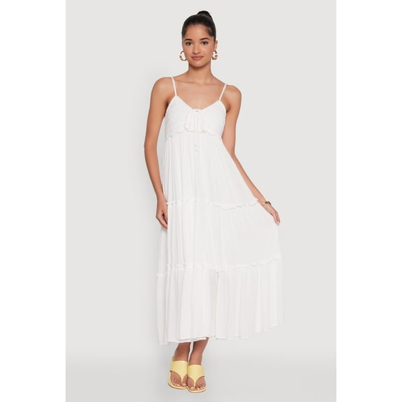 Womens Haute Monde Crochet Detail Tiered Sundress
