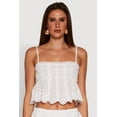 thumbnail image 1 of Womens Haute Monde Eyelet Scallop Trim Cropped Cami, 1 of 5
