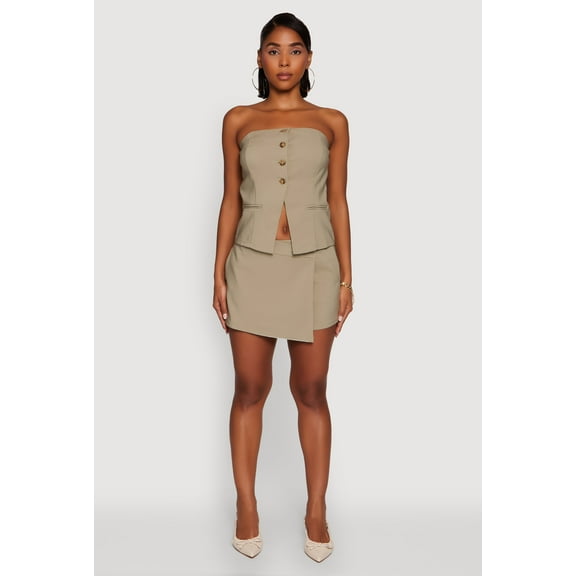 Womens Haute Monde Faux Wrap Asymmetrical Skort