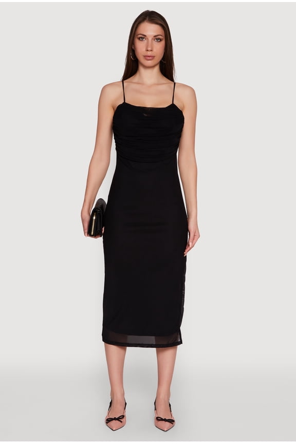 Womens Haute Monde Mesh Overlay Side Slit Bustier Dress