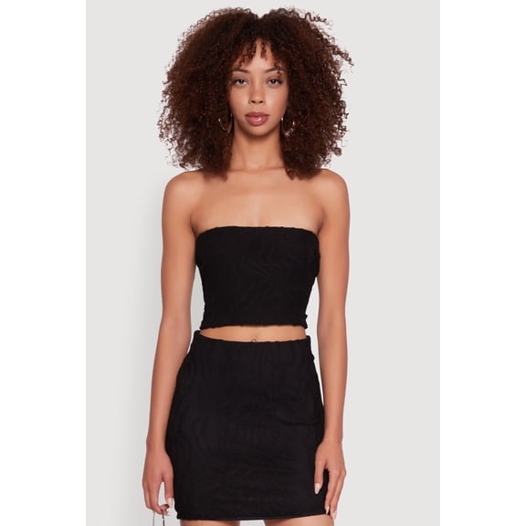 Womens Haute Monde Patterned Mesh Cropped Tube Top