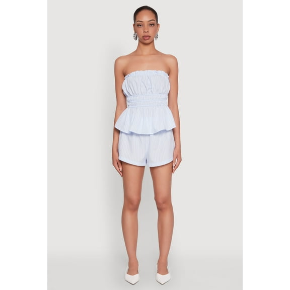 Womens Haute Monde Pinstripe Paper Bag Waist Shorts