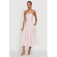 thumbnail image 1 of Womens Haute Monde Strapless Pleated Midi Dress with Zip Back, 1 of 4