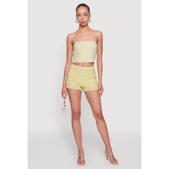 Womens Haute Monde Stylish Tiered Lace Ruffle Shorts