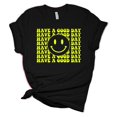 thumbnail image 1 of Womens Have A Good Day Happy Face Smile Unisex Fit Short Sleeve T-shirt Graphic Tee-Black-5xl, 1 of 4