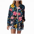 thumbnail image 1 of Womens Hawaiian Long Sleeve Button Down Shirt Tropical Floral Print Beach Vacation Top Women Casual Long Sleeved Lapel Button Shirts, 1 of 5
