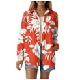 thumbnail image 1 of Womens Hawaiian Long Sleeve Button Down Shirt Tropical Floral Print Beach Vacation Top, 1 of 5