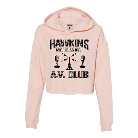 Womens Hawkins Middle School AV Club Cropped Hooded Sweatshirt
