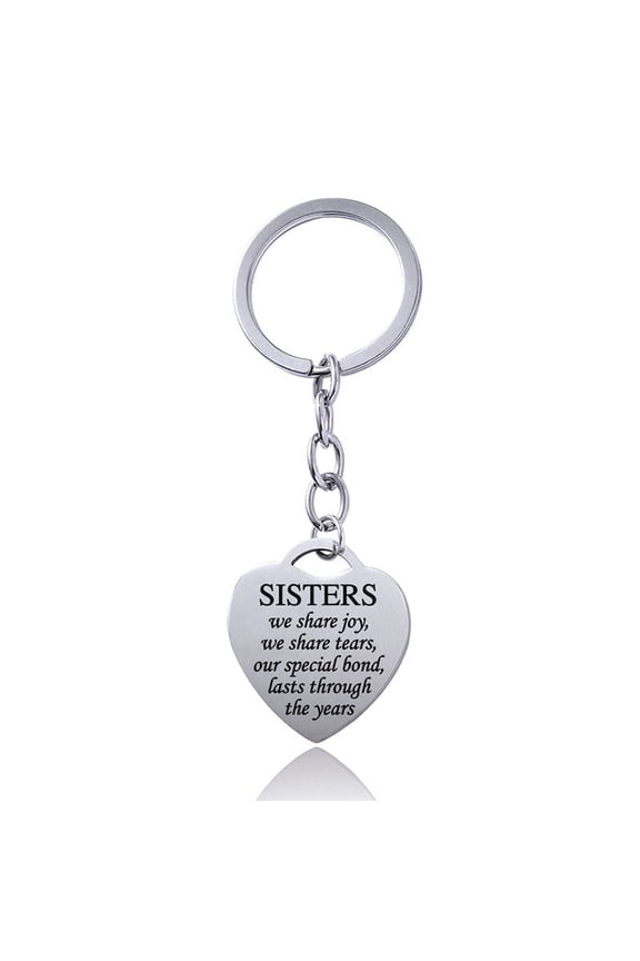 Womens Heart Keychain Stainless Steel Silver Keychain for Sister Keychain and Best Friend Keychain Trendy Keychain Cute